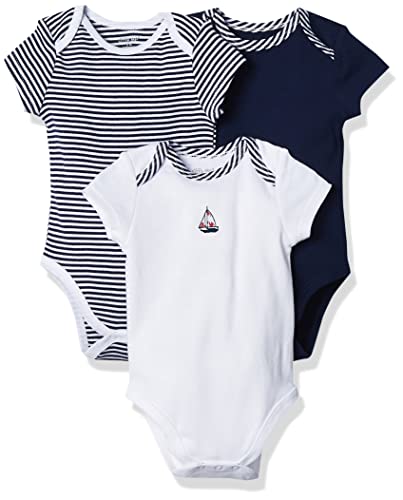'-Boys  Sailboats 3 Pack Bodysuit, Navy Multi, 3 Months