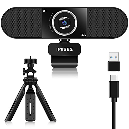 3-in-1 Webcam - 4K Video Conference Camera, 90 FoV, AI-Powered Auto Framing & Autofocus, Noise Reduction Computer Camera, Lens Cover & Tripod, 16ft Pickup USB-C Webcam for Video Conference, Streaming