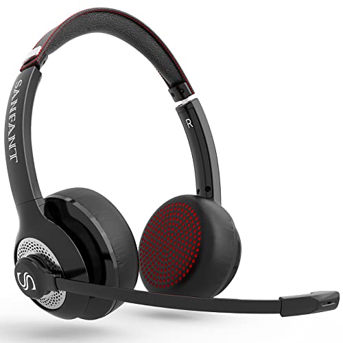 Bluetooth Headset, V5.0 Stereo Wireless On-Ear Headphones with Flip-to-Mute Mic, 22H Playtime, Bluetooth/Wired Office Headset with Mic for Laptop/Cell Phone/Tablet