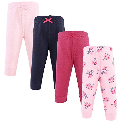 Unisex  Quilted Jogger Pants 4pk, Pink Navy Floral, 0-3 Months
