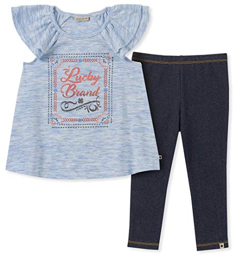 Baby Girls 2 Pieces Legging Set, Light Blue Heather, 12M