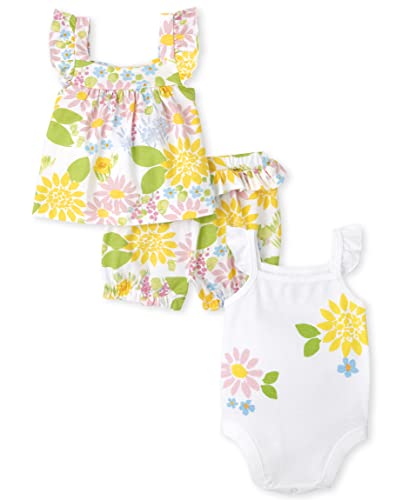 Baby Girls Sleeveless Playwear Sets, Pastel Floral, 3-6 Months