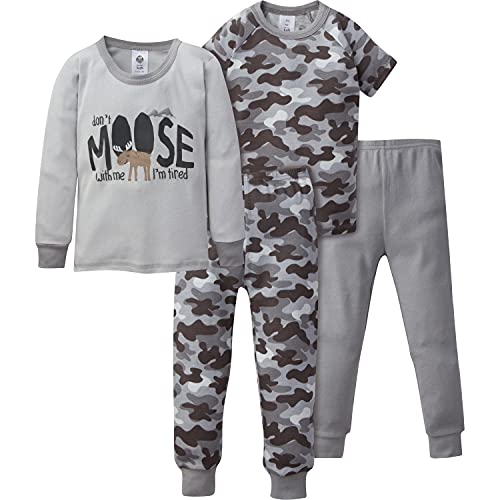 baby boys 4-piece Pajama Set, Grey Camo, 12 Months US