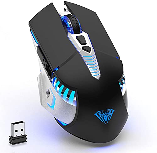 Bluetooth Mouse, Rechargeable Wireless Gaming Mouse Multi Device(BT 5.0/3.0+USB) with Side Buttons, RGB LED Light up Ergonomic Cordless Computer Mice for Laptop/PC/iPad/Mac/MacBook Pro/Tablet (Black)