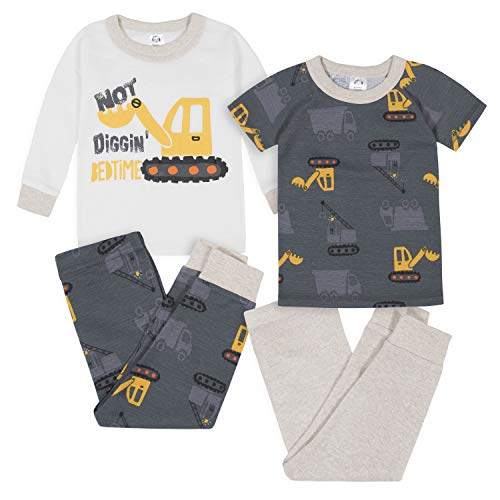 Baby Boys  4-Piece Pajama Set, Dump Truck Grey, 24 Months