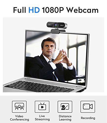 FHD 1080P Webcam with Microphone,No fisheye Wide-Angle for Desktop Laptop Computer Web Camera,USB Plug and Play,Compatible Skype Zoom YouTube Windows/Mac OS,for Live Streaming,Recording,Gaming