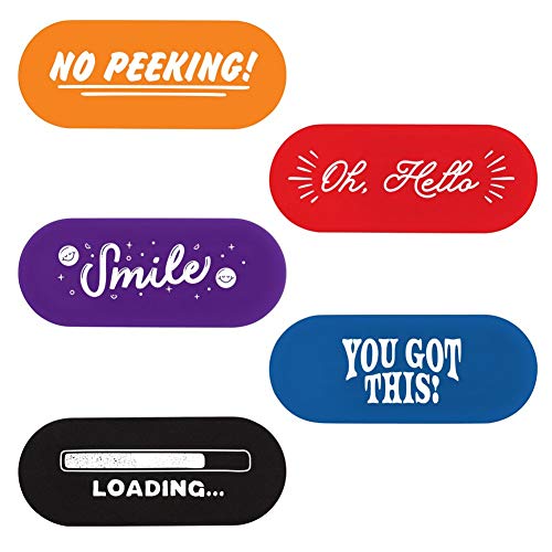 Web Cam Privacy Cover - 5 Pack - Stick-On Sliding Cover- Assorted Colors - Employee Appreciation Recognition Thank You Gift by