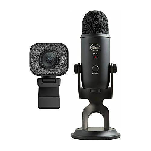 StreamCam Plus 1080P HD 60fps USB-C Webcam & Built-in Mic (Graphite) Bundle with Blue Yeti Blackout USB Mic (2 Items)