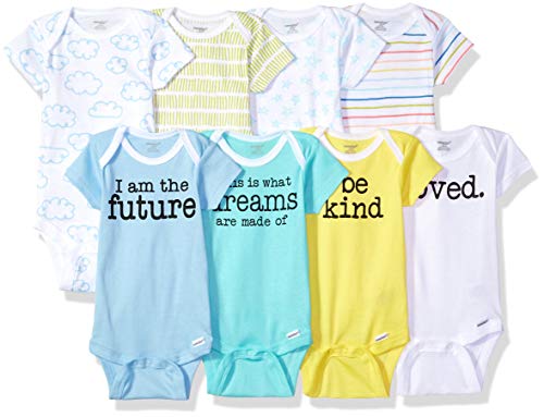 Baby 8-Pack Short Sleeve Mix   Match Bodysuits, Inspiration Clouds, 0-3 Months
