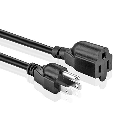 TNP Universal Power Extension Cord Cable Strip (12FT) - NEMA 5-15R to NEMA 5-15P Wire Connector Socket Plug Jack Outlet Power Strip Liberator Space Port Saver Extender - Black