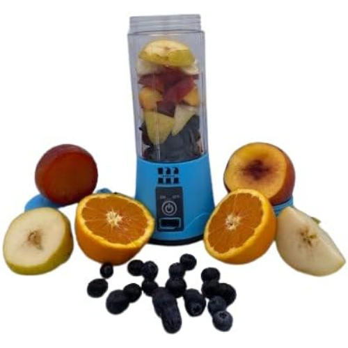 MODAIO Portable Mini Juicer Blender for Milk Shakes, Fruit Juice and Smoothies, Six 3D Blades Ice Crushing Rechargeable with USB, 13oz (Blue)