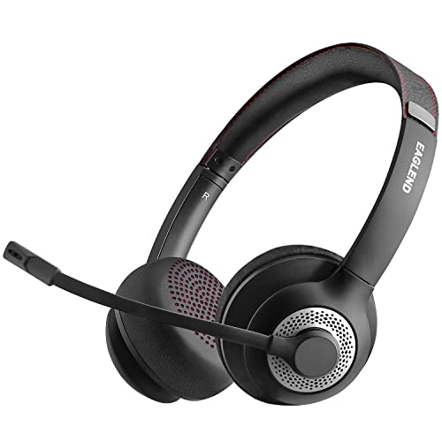 Bluetooth Headset with Microphone, Wireless Headphones with ENC Noise Cancelling mic Mute V5.0 On-Ear Wired for Laptop/PC/iPhone/Android/Cell Phones/Computer/Zoom/Ms Teams/Skype