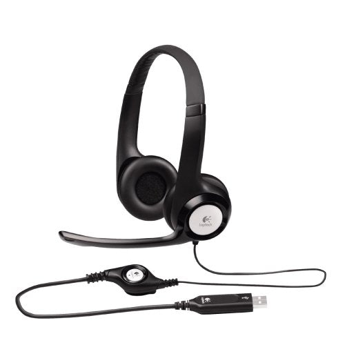 H390 Wired Headset, Stereo Headphones with Noise-Cancelling Microphone, USB, In-Line Controls, PC/Mac/Laptop - Black