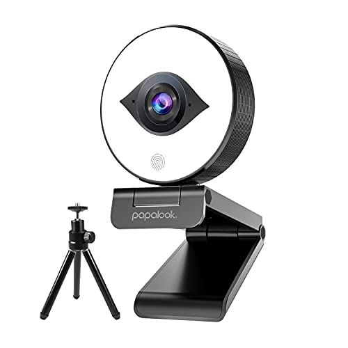 60FPS 1080P Webcam with Ring Light, Auto-Focus with Tripod, PA552 Pro Full HD Streaming Web Camera with Dual Microphones, Plug and Play for PC Mac Laptop Desktop Computer Online Conference