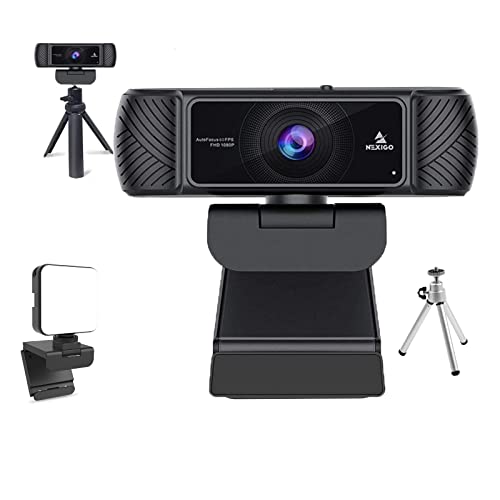 60FPS 1080P Webcam Kits, N680P FHD USB Web Camera with Software Control and Privacy Cover, Upgraded Video Conference Lighting, Extendable Tripod Stand, for Zoom/Skype/Teams