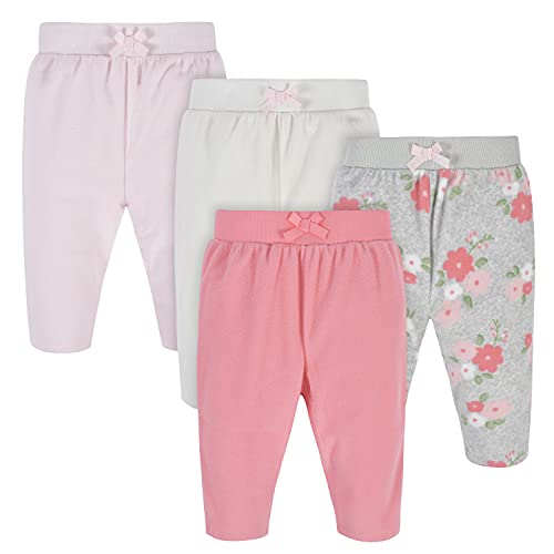 Baby Girls' 4-Pack Microfleece Pants, Floral, 18 Months