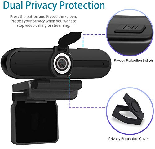 4K Webcam, HD Webcam 8MP- Laptop PC Desktop Computer Web Camera with Microphone, USB Webcams for Video Calling Recording Streaming Video Conference, Webcam with Mini Tripod,Privacy Shutter.
