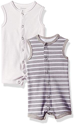 unisex baby Ultimate Flexy 2 Pack Sleeveless Rompers Layette Set, Grey Stripe, 12-18 Months US