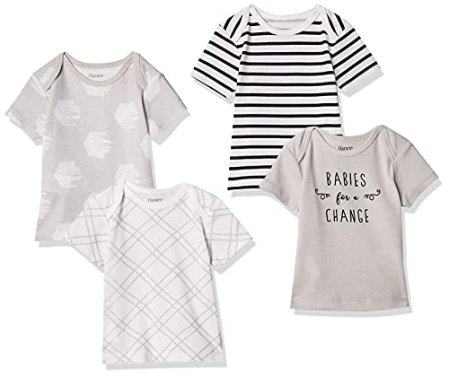 Ultimate Baby Flexy 4 Pack Short Sleeve Crew Tees, Grey Fun, 0-6 Months