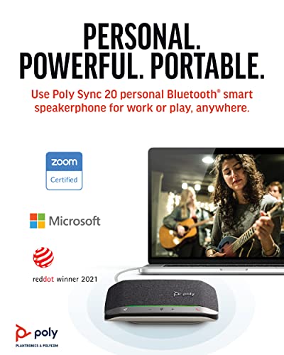 Sync 20 USB-A Personal Portable Smart Speakerphone (Plantronics) - Connect to Mobile via Bluetooth, PC/Mac via Included USB-A Cable - Noise/ Reduction - Works w/Teams, Zoom - Exclusive