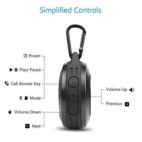 Bluetooth Speaker, F10 Portable Soundbox with DSP Bass Sound, IP56 Dustproof Waterproof, 10-Hour Playtime, Built-in Mic, TF Card Slot, USB Audio Input, Clip On