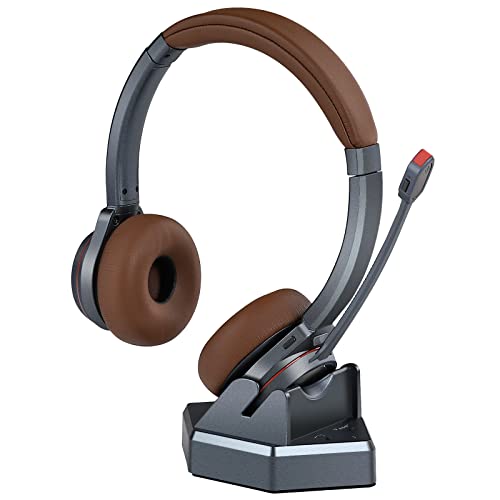 Bluetooth Headset with Microphone, Wireless Headphones with Mic Noise Canceling for Office CallCenter Telephone Call,in-Built with Bluetooth Dongle for PC Softphone Teams Skype Chat Conference
