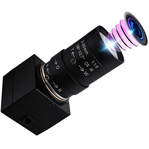 8MP Webcam,Web Camera HD 5-50mm Manual Variable Focus Lens, IMX179 Sensor USB Camera PC Desktop/Laptop HD 2448P Zoom Camera Compatible with Mac/Windows/Linux/Android USB8MP02G-SFV (5-50)