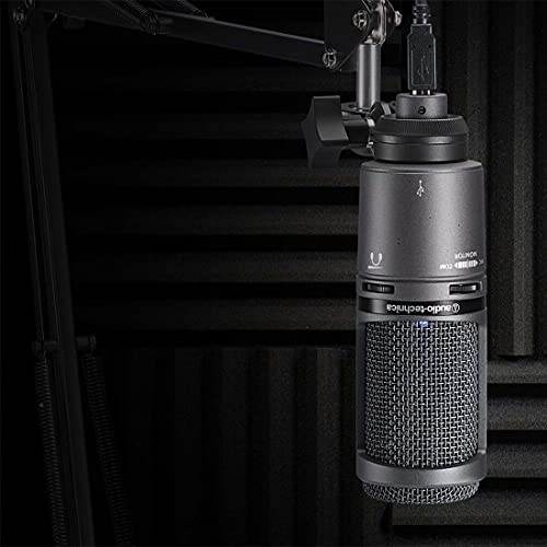 AT2020USB+ Cardioid Condenser USB Microphone with Built-In Headphone Jack Bundle with Boom Arm Plus Pop Filter, Blucoil 1080p USB Webcam, USB-A Mini Hub, and 3' USB Extension Cable