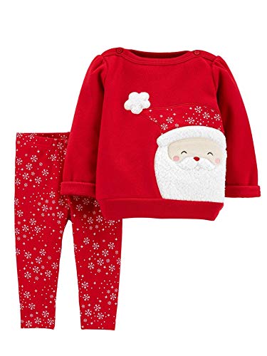 Baby Girls 2 Piece Santa Sweatshirt Pants Outfit (3 Months) Red