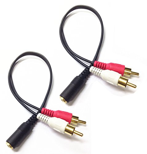 0.2m Gold 3.5mm Female Stereo Jack to 2 RCA Plug AUX Auxiliary Headphone Adapter Audio Y Cable(Black)(2-Pack)