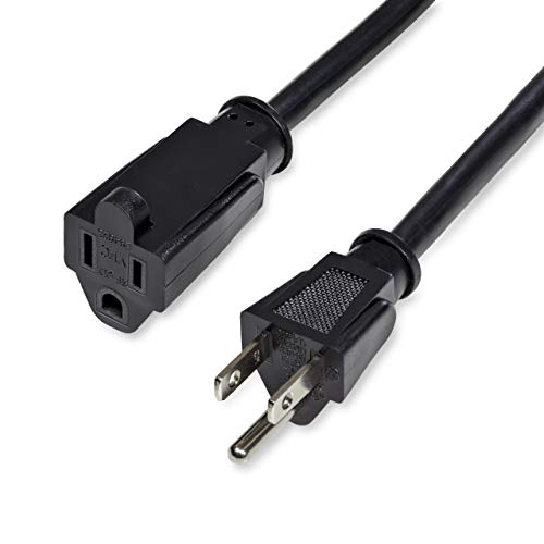 10ft (3m) Power Extension Cord, NEMA 5-15R to NEMA 5-15P Black Extension Cord, 13A 125V, 16AWG, Outlet Extension Power Cable, NEMA 5-15R to NEMA 5-15P AC Power Cord - UL Listed (PAC10110)