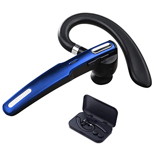 Bluetooth Headset, Phone Wireless Bluetooth Earpiece W/Noise Cancelling Mic,10-Hr Playing Time, Hands Free Wireless Headphone for Cell Phone-Compatible with iOS, Android-Blue