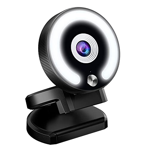 2K QHD Webcam with Streaming Microphone and Adjustable Lights Autofocus Plug and Play Web Camera for Online Lessons Zoom Meeting Skype Teams PC Mac Laptop Desktop Computer