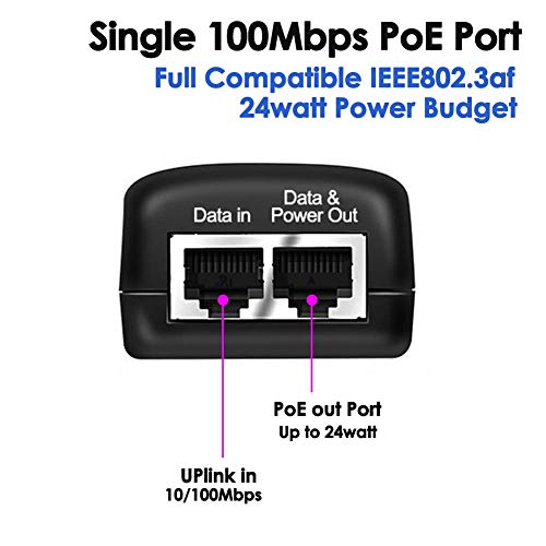2-Pack Wall PoE Injector Power Over Ethernet Adapter 802.3af 48V 24W 0.5A for Security IP Cameras IP Phones, 10/100Mbps