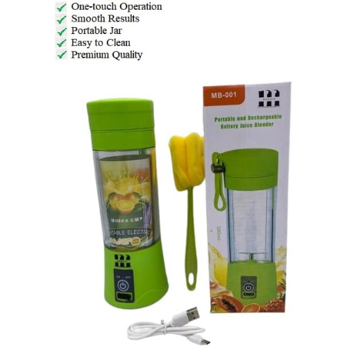 MODAIO Portable Mini Juicer Blender for Milk Shakes, Fruit Juice and Smoothies, Six 3D Blades Ice Crushing Rechargeable with USB, 13oz (Green)