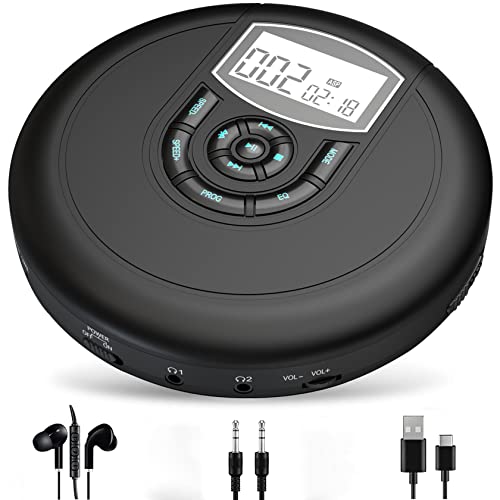 CD Player Portable, Portable CD Player with Built-in Speakers, Rechargeable CD Player for Car and Personal Use, Walkman CD Player with Headphones