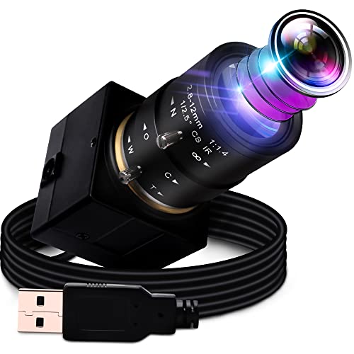 Varifocal Lens Usb Camera 4X Optical Zoom Webcam,2.8-12mm Varifocus Web Camera Adjust Range of View,2MP Varifocal Webcam with CMOS OV2710,Focus Adjustable 1080@30fps Raspberry Pi Web Cam