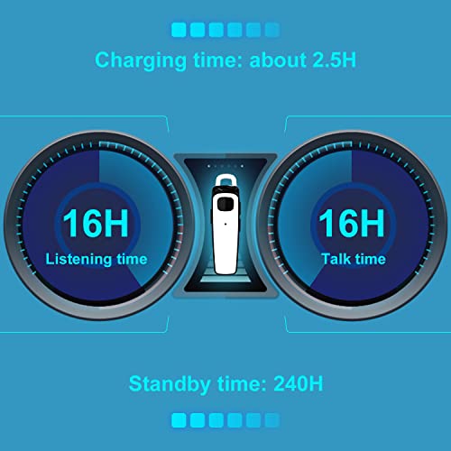 Bluetooth Headset,CVC8.0 Bluetooth Earpiece,16Hrs Talk Time Wireless Handsfree Headset Noise Cancelling Single Ear Bluetooth Headsets for Office/Workout/Driving,Compatible with iPhone Android-bkwt