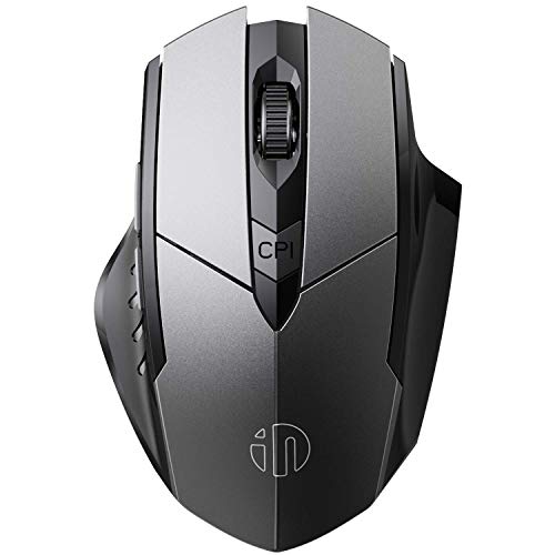 Bluetooth Mouse, Rechargeable Wireless Mouse Multi-Device (Tri-Mode:BT 5.0/4.0+2.4Ghz) with Silent , 3 DPI Adjustment, Ergonomic Optical Portable Mouse for Laptop Android Windows Mac OS, Grey
