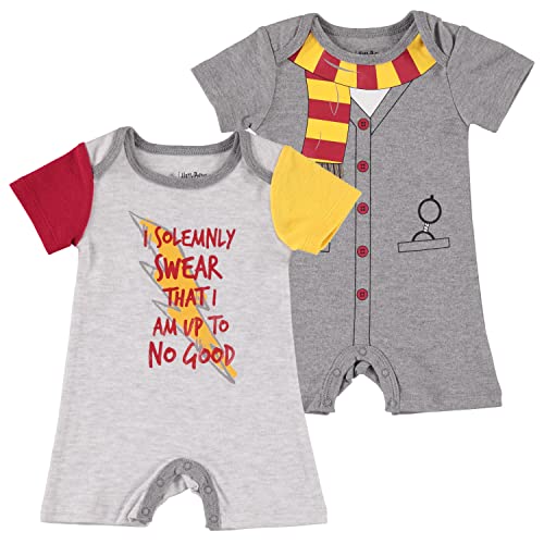 Infant Baby Boys Romper Bodysuit 2 Pack Gift Set  Grey Red Yellow, 0-3 Months