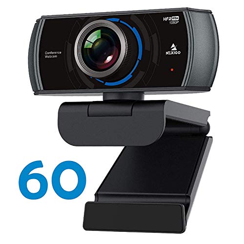 N980P 1080P 60FPS Webcam with Microphone, HD USB Computer Camera, Built-in Dual Noise Reduction Mics, 120 Degrees Wide-Angle for Zoom/Skype/FaceTime/Teams, PC Mac Desktop (Renewed)