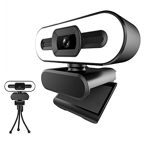 1080P Webcam with Microphone, Streaming Web Camera with 3-Level Brightnes & Tripod,Auto-Focus HD Streaming Camera, Plug and Play, for Computer,Zoom Call,YouTube,Video Conferencing