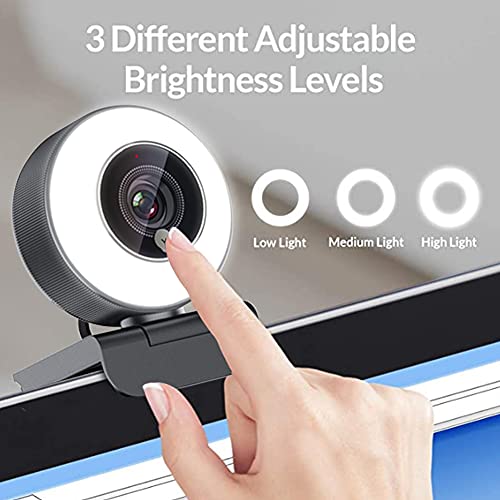 Streaming 1080P HD Webcam Built in Adjustable Ring Light and Mic. Advanced autofocus AF Web Camera for Google Meet Xbox Gamer Facebook YouTube Streamer