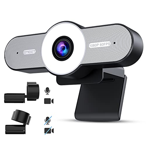 1080P Webcam with Microphone - 60FPS Streaming Camera w/2 Noise-reduction Mics,90FOV USB Computer Camera with Privacy Mode, C970L Autofocus USB Webcam for Video Calls Conference/Zoom/Skype, Grey