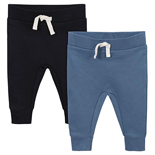baby boys 2-pack Casual Pants, Blue Black, 3-6 Months US