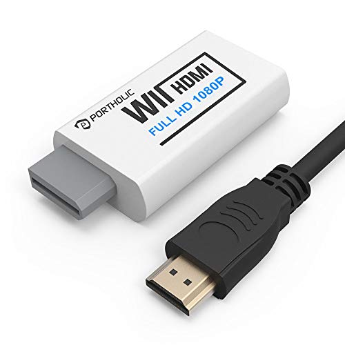 Wii to HDMI Converter 1080P with 5ft High Speed HDMI Cable Wii2 HDMI Adapter Output Video&Audio with 3.5mm Jack Audio, Support All Wii Display 720P, NTSC, Compatible with Full HD Devic