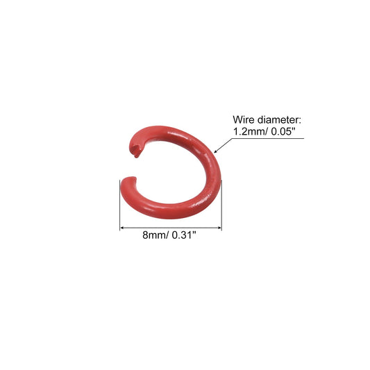 8mm Colorful Open Jump Rings for Jewelry Making, 100 Pack