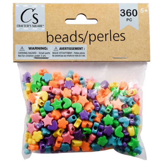 Crafter's Square Multicolored Shaped Craft Beads, 360-ct. Bags (Pack of 4)