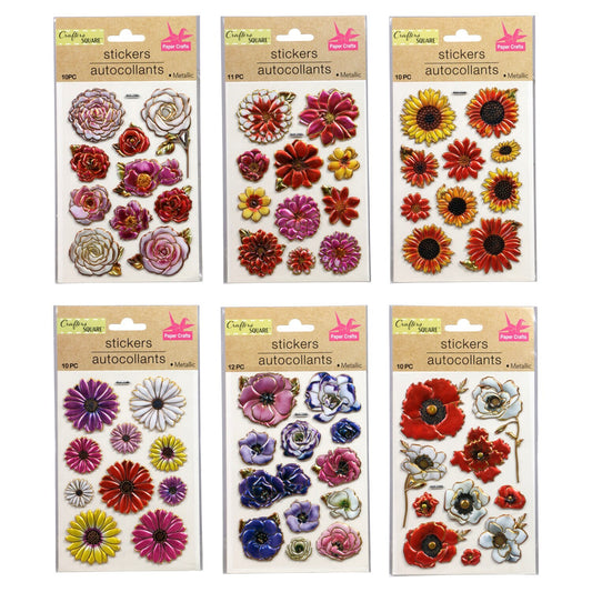 Crafter's Square Puffy Floral Stickers (Pack of 36)