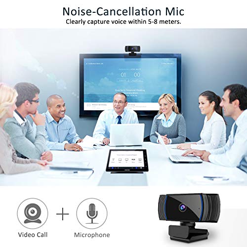 1080P Webcam with Microphone AutoFocus, Tripod Ready/Auto Light Correction/Stereo Mic./Plug and Play/2 Megapixel, Perfect for Online Class,Zoom Meeting,Live Streaming, PC Mac Laptop Desktop